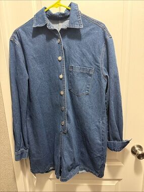 Denim Button-Up Romper